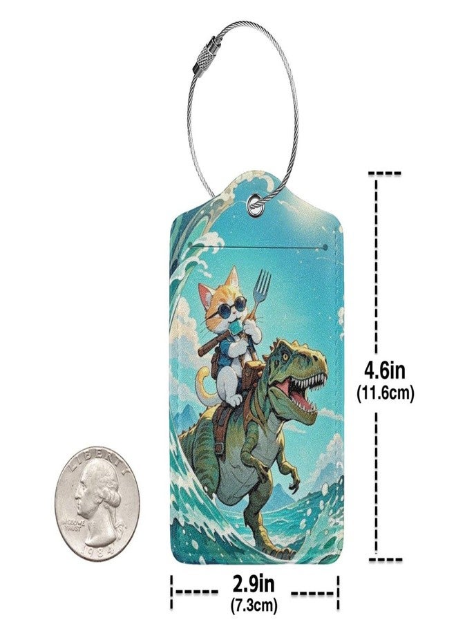 ZHAZHANIU Luggage Tags for Suitcases Funny Leather Carnival Cruise Luggage Tags Cute Travel Name Tags for Cruise Ships Travel Essentials 2 Pack (Dinosaurs and Cats) - Image 5